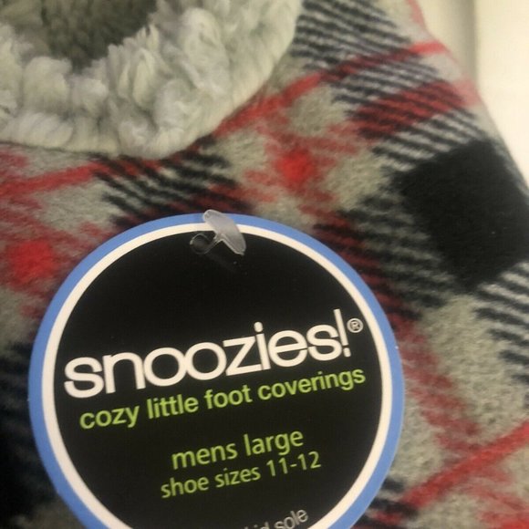 Snoozies Gray Plaid Mens Large 11 / 12 Non-Skid - Picture 2 of 6